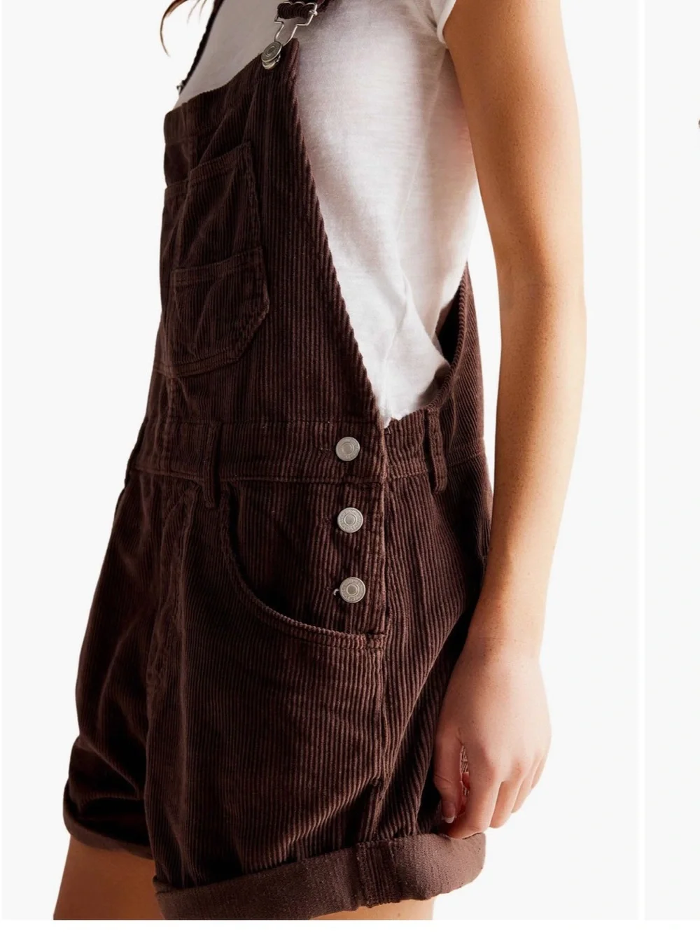 Free People women’s brown we the free Corduroy ziggy Short Overalls shortalls